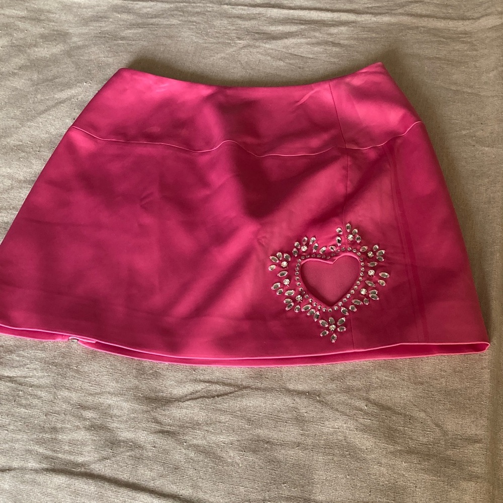 NWOT For Love & Lemons Hazel Heart Jewel Cutout Zipper mini skirt S